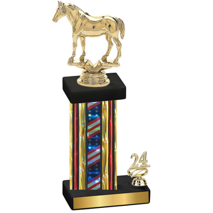 Accented Single Flag USA Year Horses Trophy