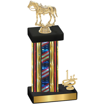 Accented Single Flag USA First Place Horses Trophy