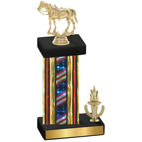 Accented Single Flag USA Victory Horses Trophy