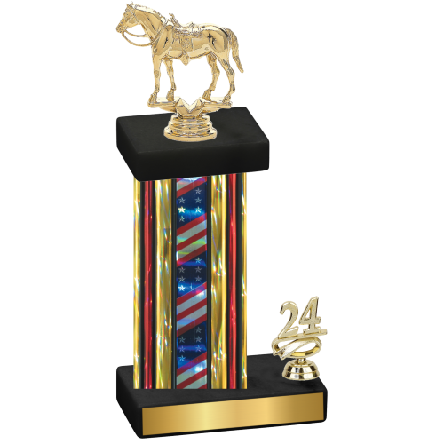 Accented Single Flag USA Year Horses Trophy