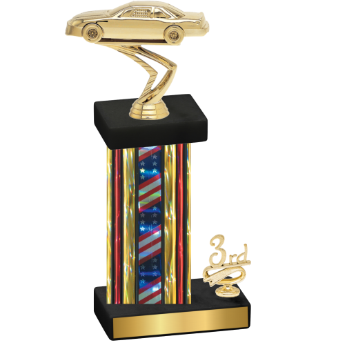 Accented Single Flag USA Third Place Cars Trophy