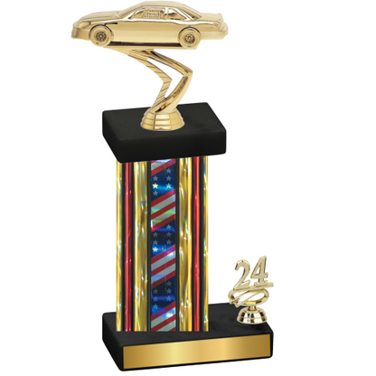 Accented Single Flag USA Year Cars Trophy