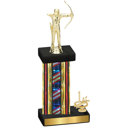 Accented Single Flag USA First Place Archery Trophy