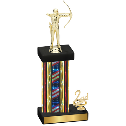 Accented Single Flag USA Second Place Archery Trophy