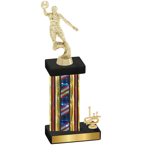 Accented Single Flag USA First Place Basketball Trophy