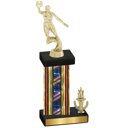 Accented Single Flag USA Victory Basketball Trophy