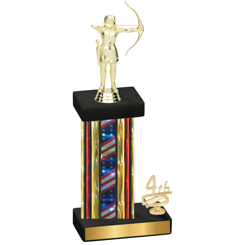 Accented Single Flag USA Fourth Place Archery Trophy