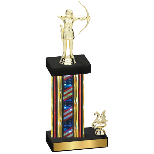 Accented Single Flag USA Year Archery Trophy