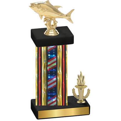 Accented Single Flag USA Victory Fishing Trophy