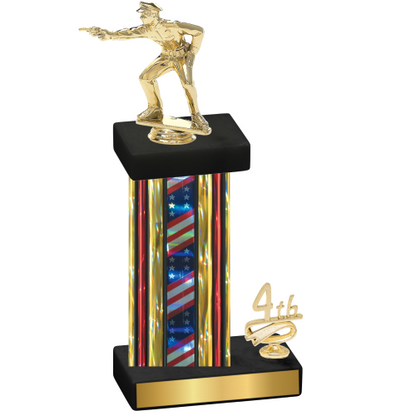 Accented Single Flag USA Fourth Place Shooter Trophy