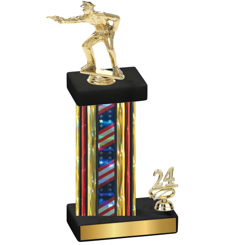 Accented Single Flag USA Year Shooter Trophy