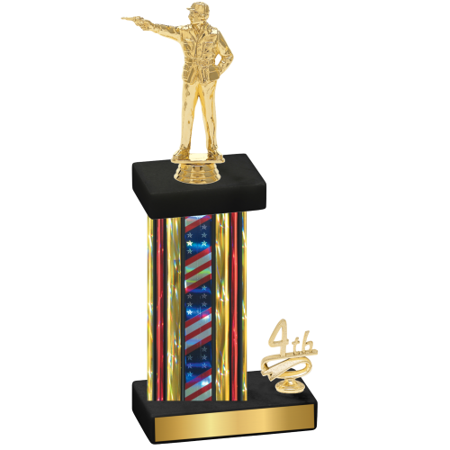 Accented Single Flag USA Fourth Place Shooter Trophy