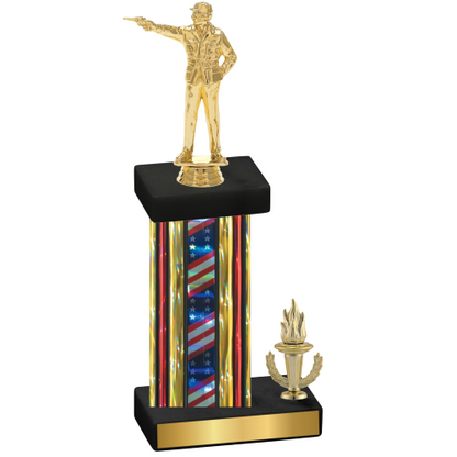 Accented Single Flag USA Victory Shooter Trophy