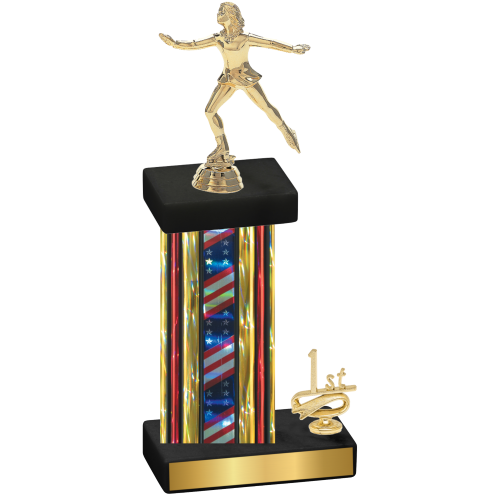 Accented Single Flag USA First Place Skater Trophy