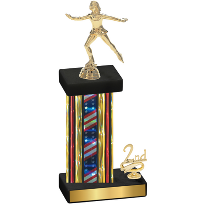 Accented Single Flag USA Second Place Skater Trophy