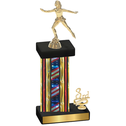 Accented Single Flag USA Third Place Skater Trophy