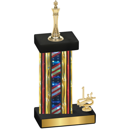 Accented Single Flag USA First Place Chess Trophy