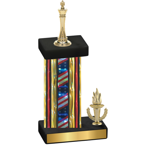 Accented Single Flag USA Victory Chess Trophy