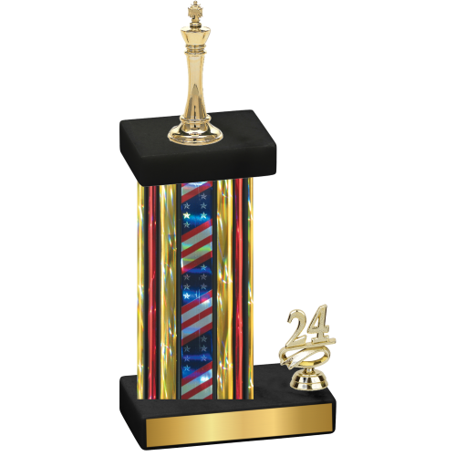 Accented Single Flag USA Year Chess Trophy