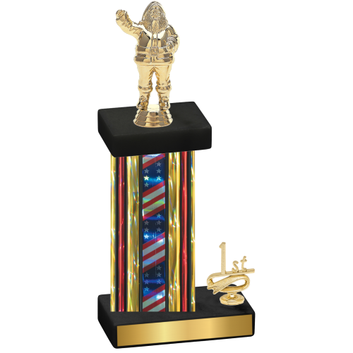 Accented Single Flag USA First Place Holiday Trophy