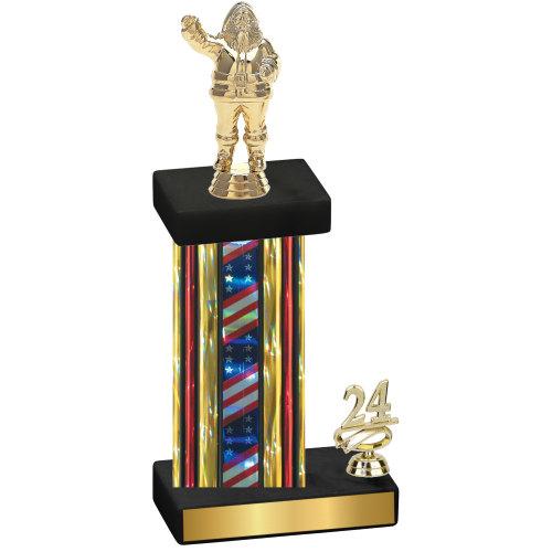 Accented Single Flag USA Year Holiday Trophy