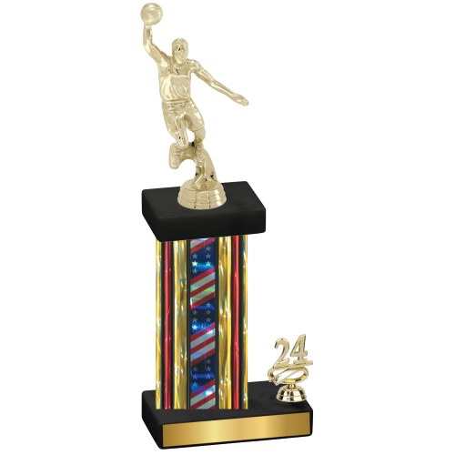 Accented Single Flag USA Year Basketball Trophy