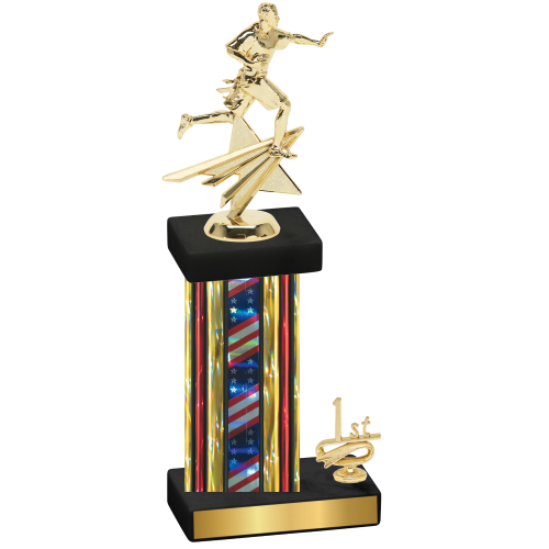 Accented Single Flag USA First Place Flag Football Trophy