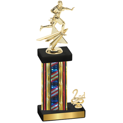 Accented Single Flag USA Second Place Flag Football Trophy