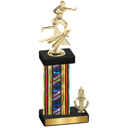 Accented Single Flag USA Victory Flag Football Trophy