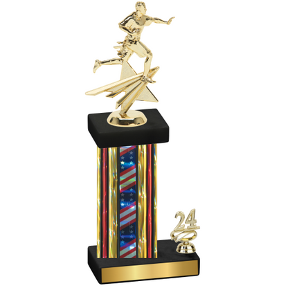 Accented Single Flag USA Year Flag Football Trophy