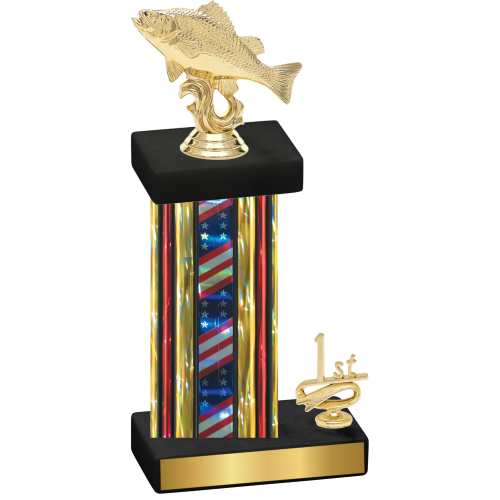 Accented Single Flag USA First Place Fishing Trophy