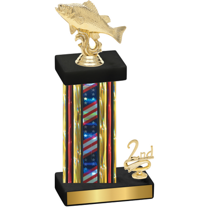 Accented Single Flag USA Second Place Fishing Trophy