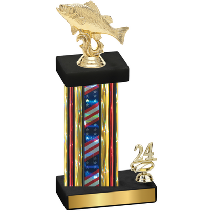 Accented Single Flag USA Year Fishing Trophy