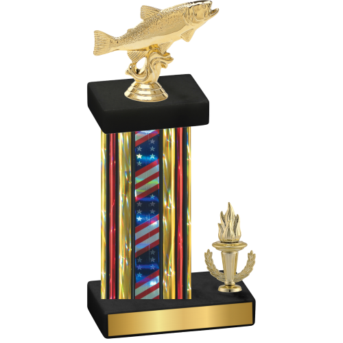 Accented Single Flag USA Victory Fishing Trophy