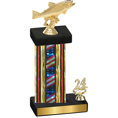 Accented Single Flag USA Year Fishing Trophy