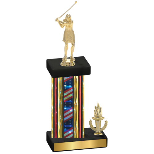 Accented Single Flag USA Victory Golf Trophy