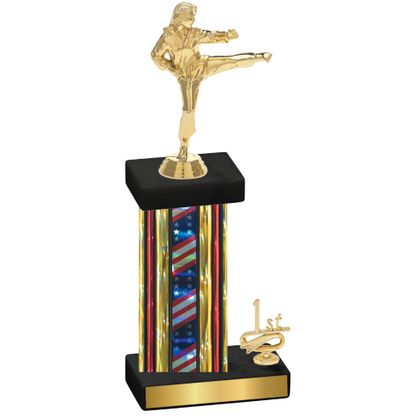 Accented Single Flag USA First Place Karate Trophy