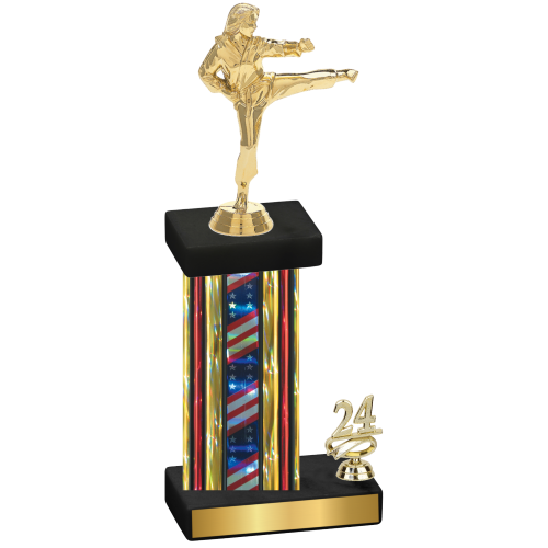 Accented Single Flag USA Year Karate Trophy