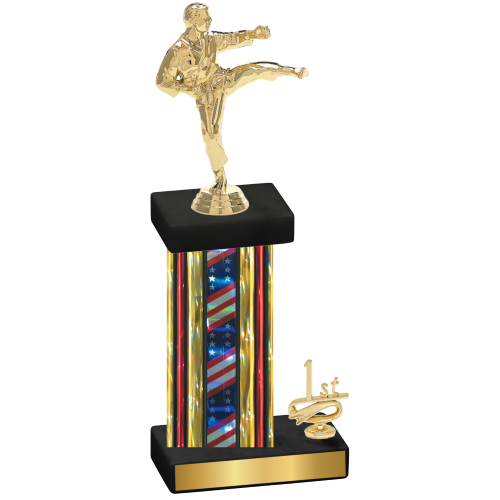 Accented Single Flag USA First Place Karate Trophy