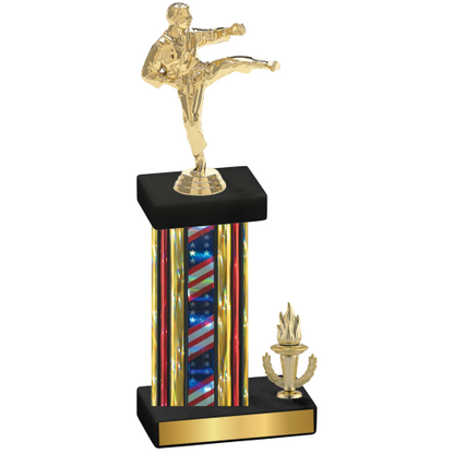 Accented Single Flag USA Victory Karate Trophy