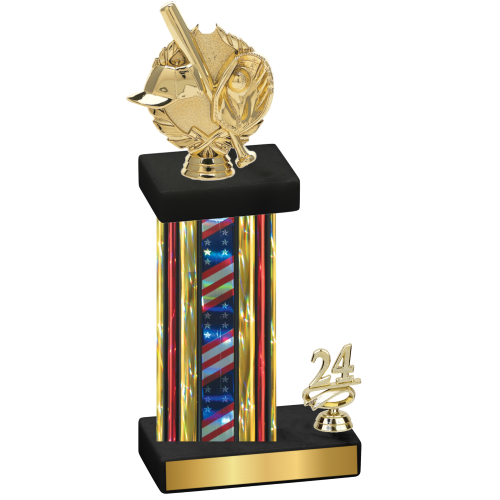 Accented Single Flag USA Year Baseball Trophy