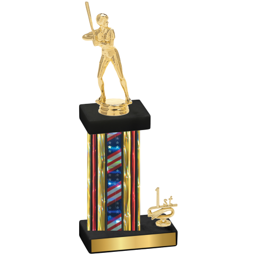 Accented Single Flag USA First Place Softball Trophy