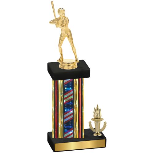 Accented Single Flag USA Victory Softball Trophy