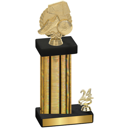 Accented Single Gold Glacier Year Soccer Trophy