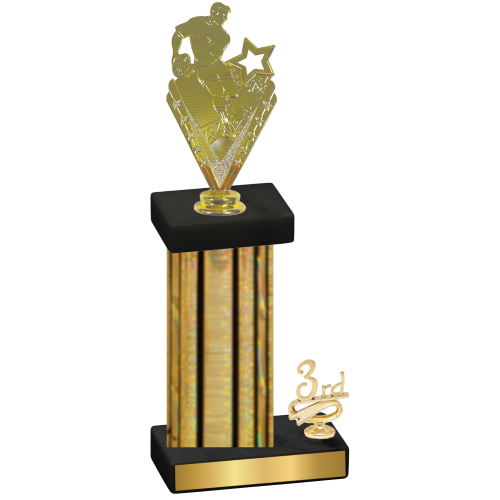 Accented Single Gold Glacier Third Place Rugby Trophy