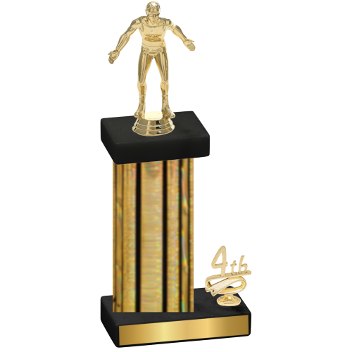 Accented Single Gold Glacier Fourth Place Wrestling Trophy