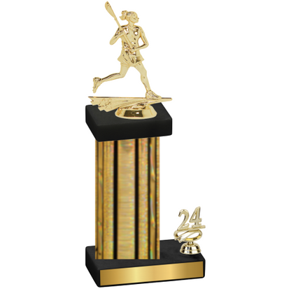 Accented Single Gold Glacier Year Lacrosse Trophy