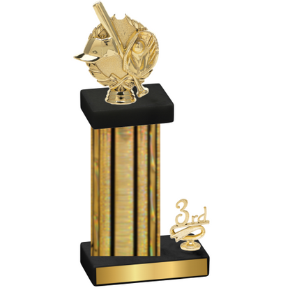 Accented Single Gold Glacier Third Place Baseball Trophy