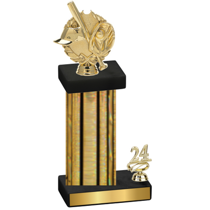 Accented Single Gold Glacier Year Baseball Trophy