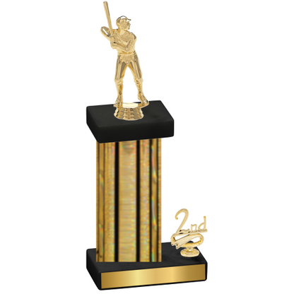 Accented Single Gold Glacier Second Place Baseball Trophy